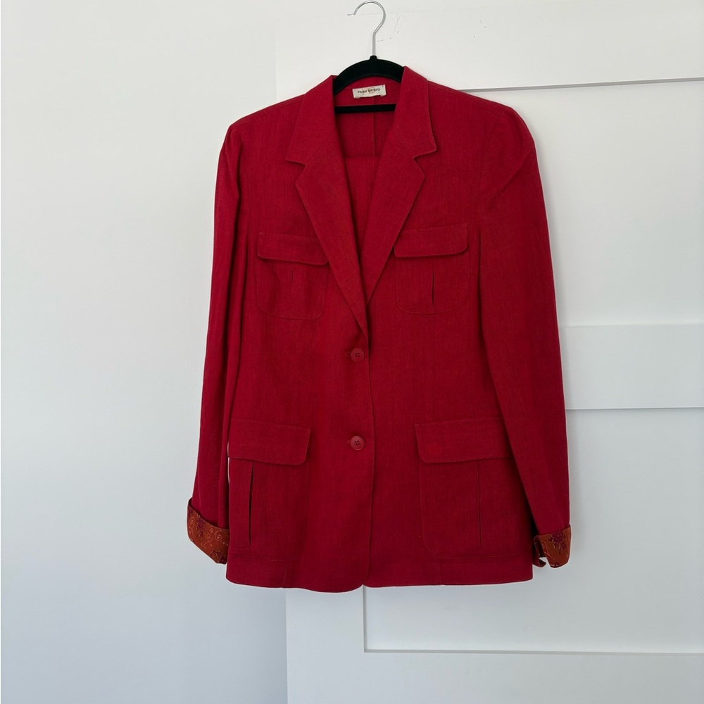 2 Pieces Dark Red suit sets, Blazer with matching wide pant